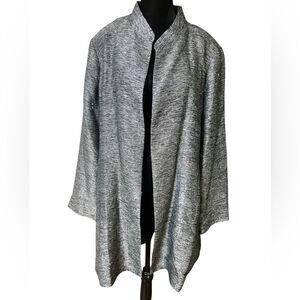 Eileen Fisher Silk Overcoat Size XL Heathered Gray Classic Modest Blazer